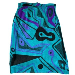 Vibrant Teal and Purple Geometric Skirt